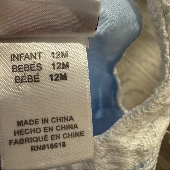 Sweet Heart Rose Ruffled Tiered Halter Sundress‎ in White and Blue 12M - Picture 4 of 6